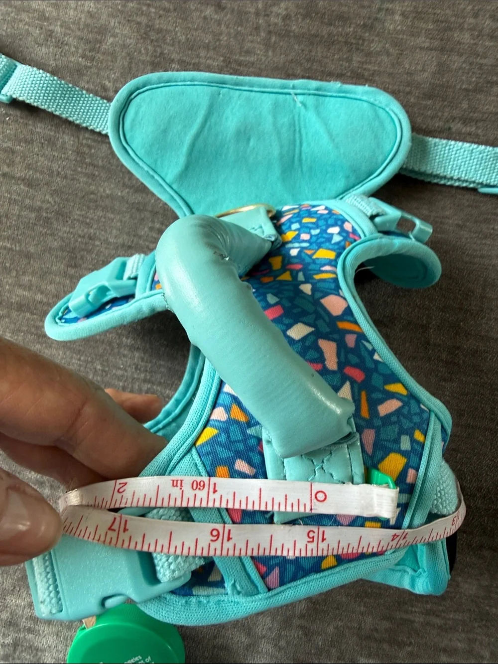 Turquoise Terrazzo Dog Harness with Padded Handle